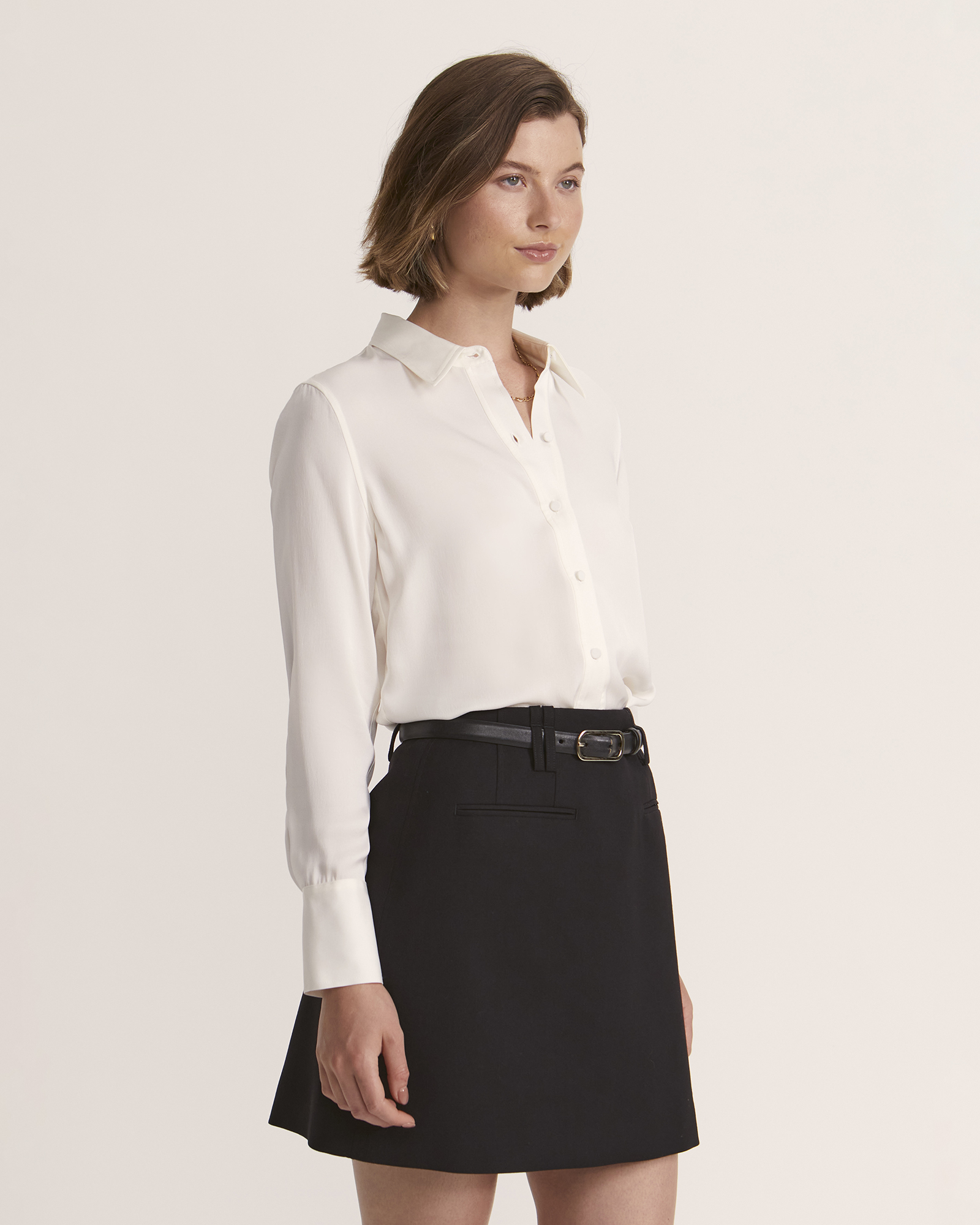 White silk discount dress shirt womens