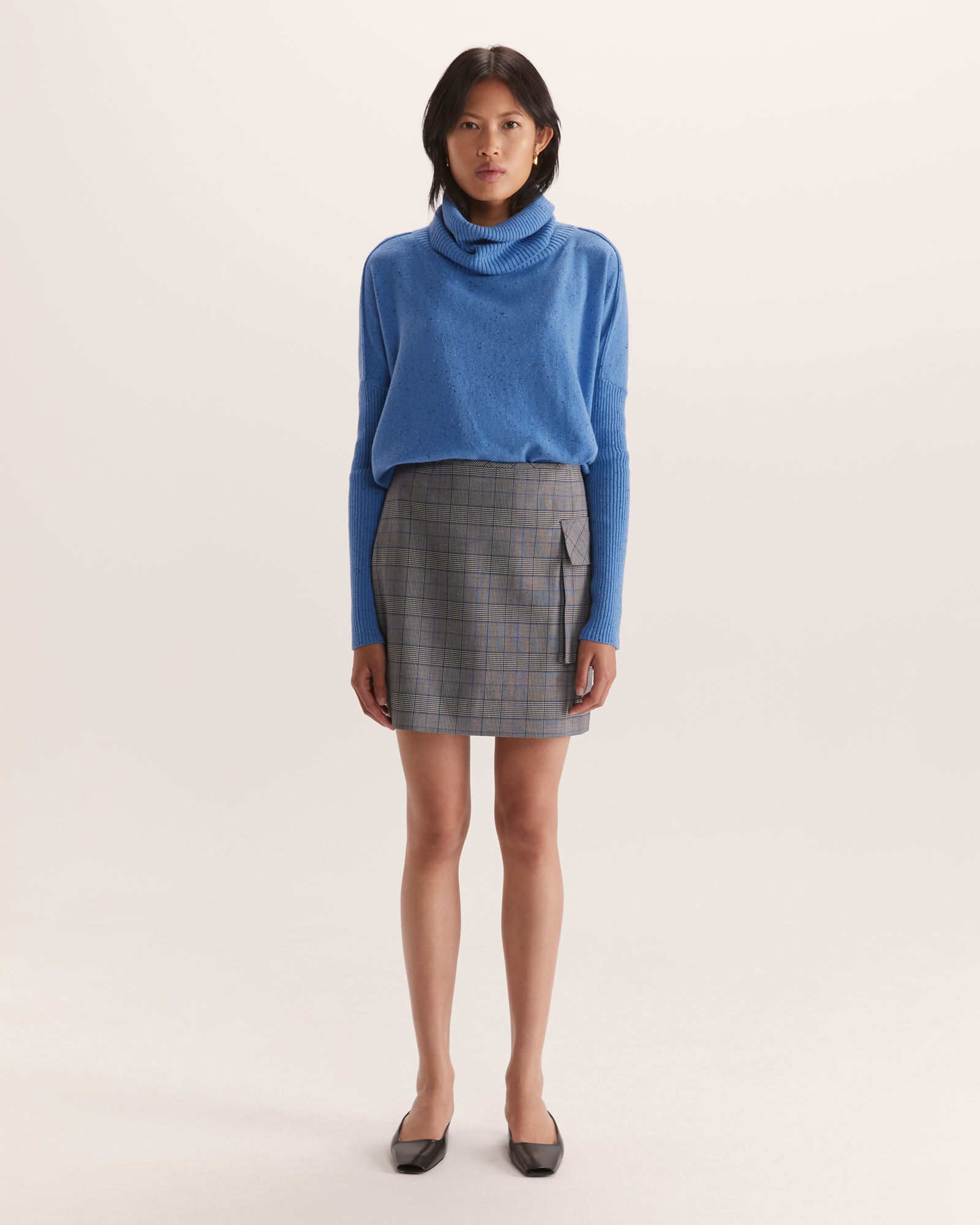 Claudia Merino Wool Roll Neck Knit in Airforce Blue - SABA