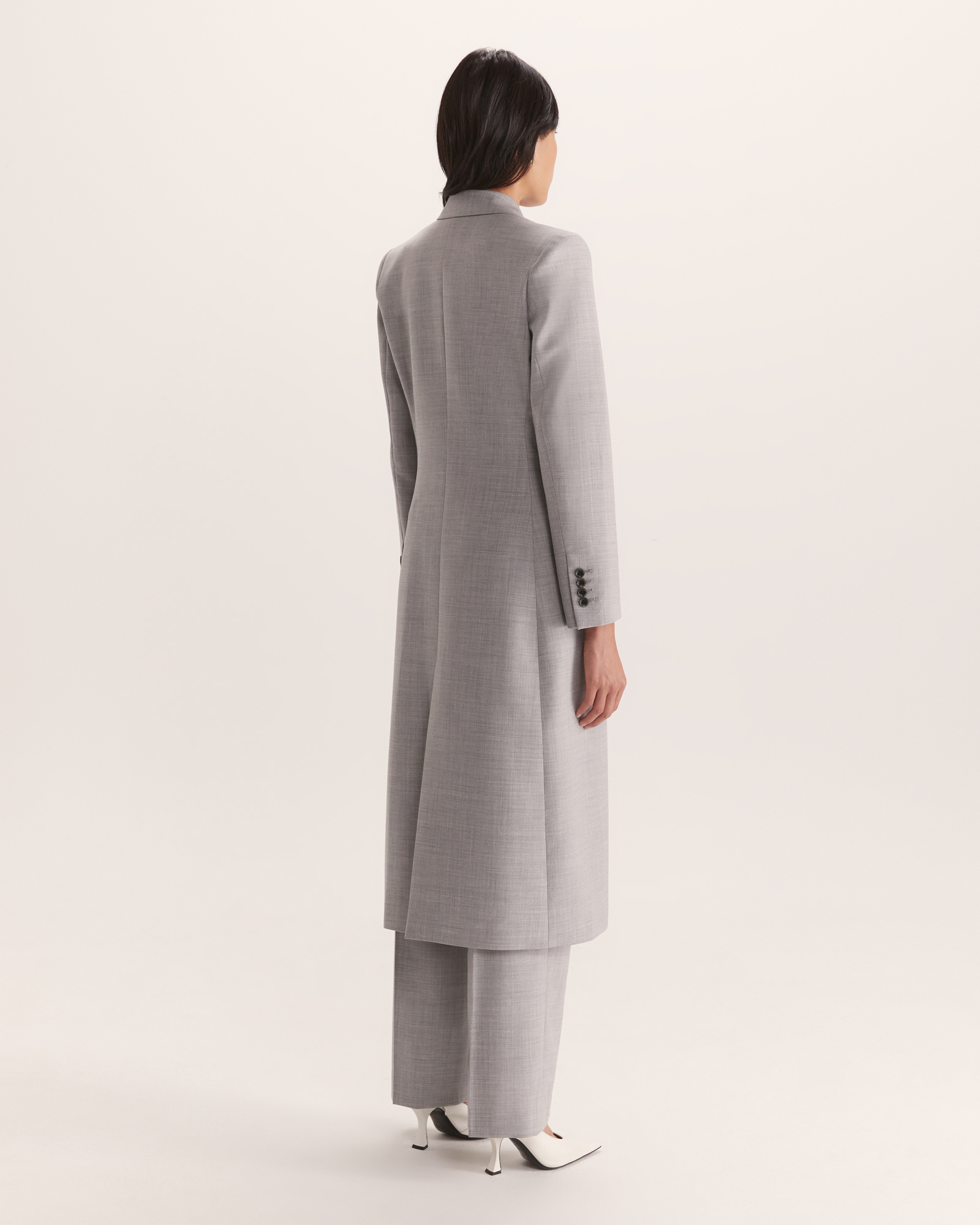 Celeste Wool Double Breasted Coat in Grey Melange SABA