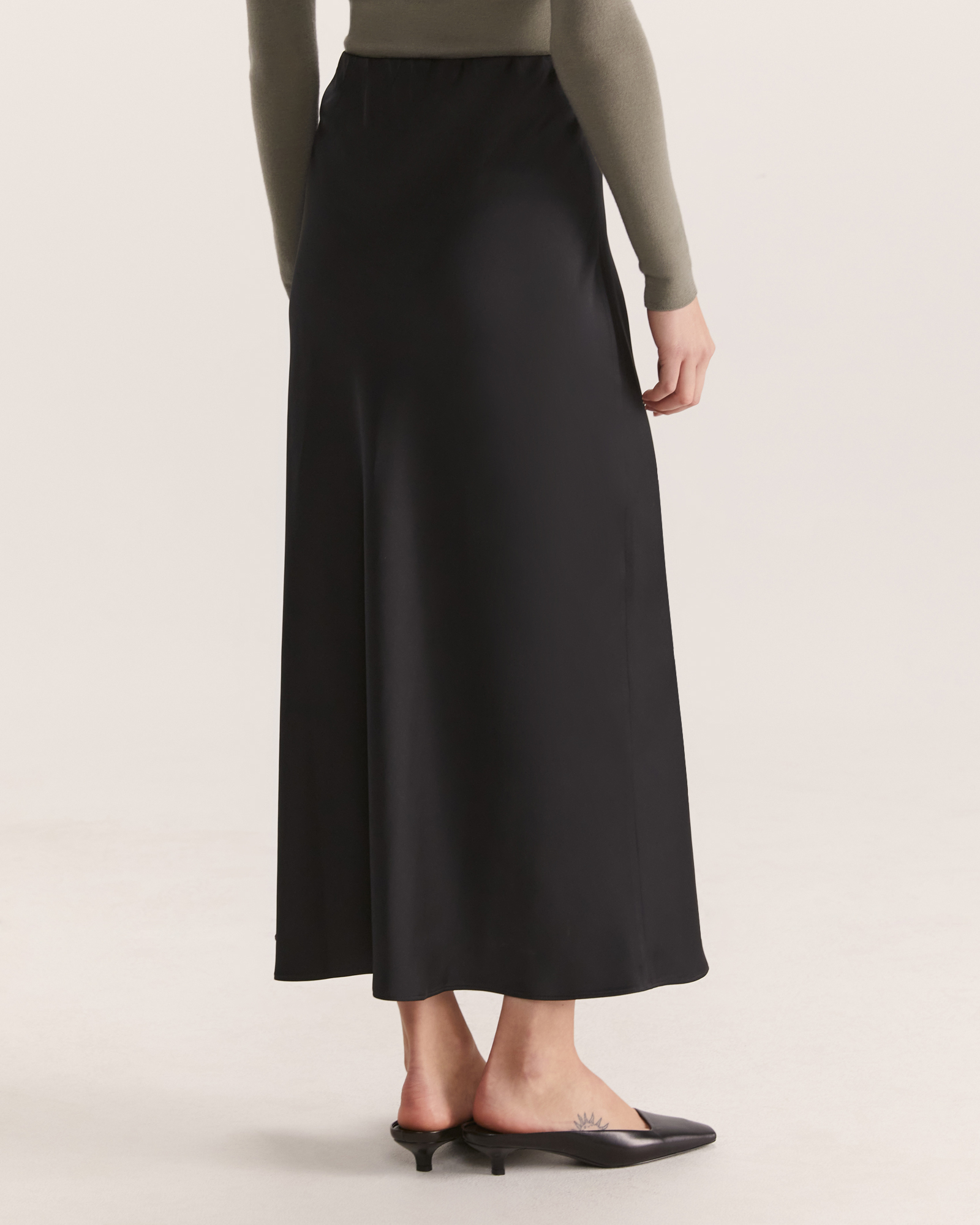 Harper Bias Midi Skirt in Black SABA