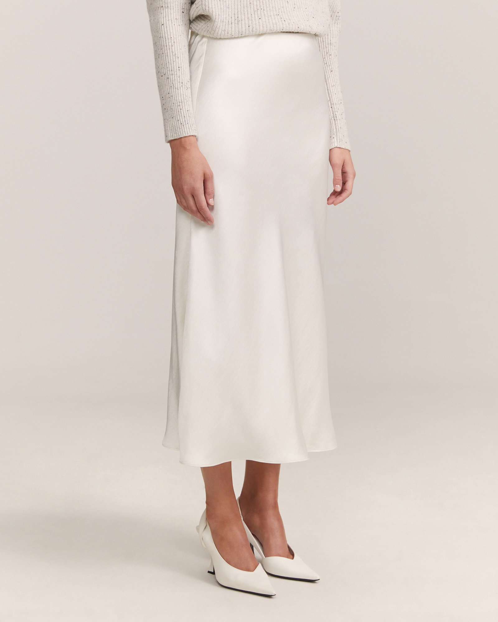 Satin skirt ivory discount