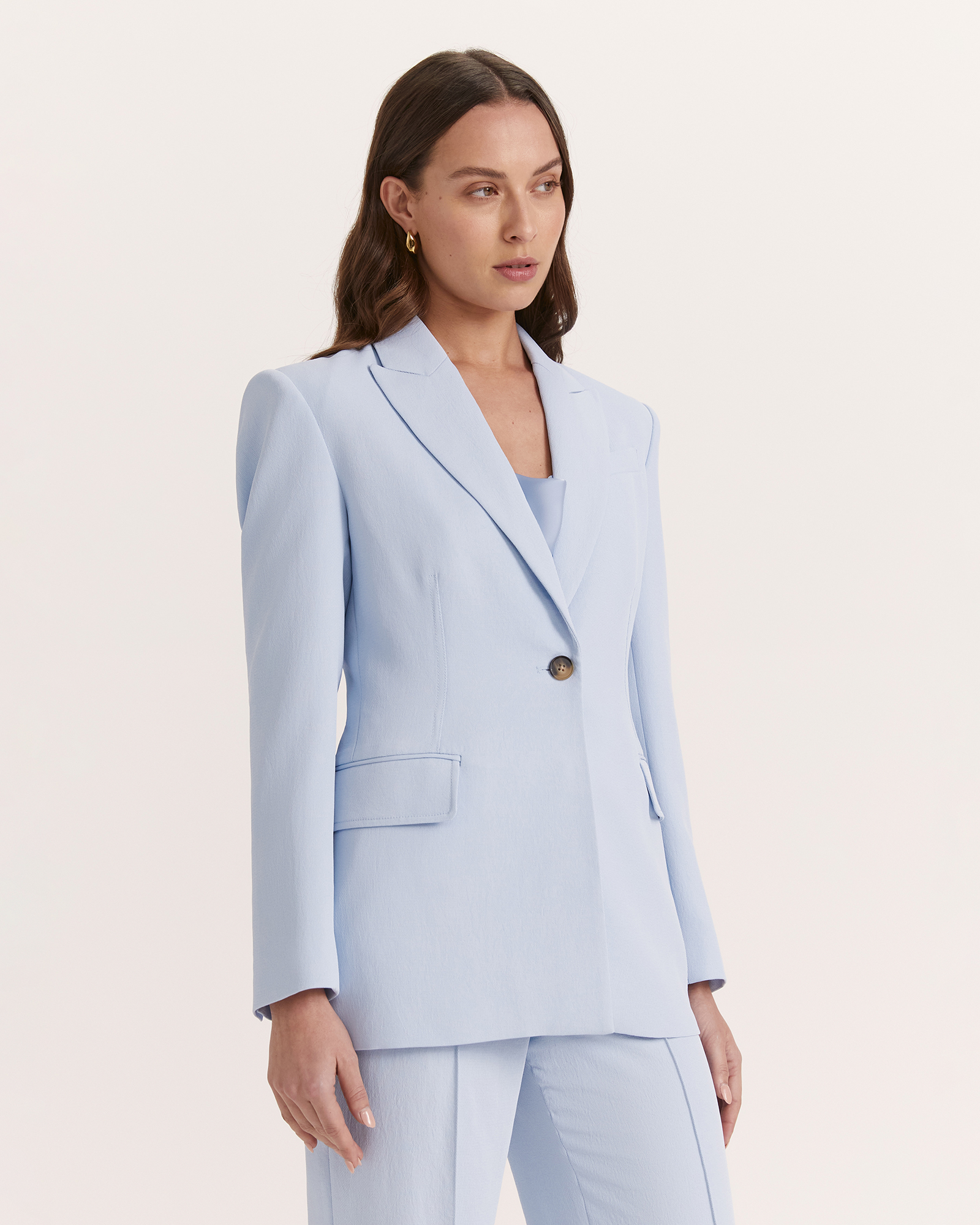 Dharma Stitch Detail Blazer in Light Blue SABA