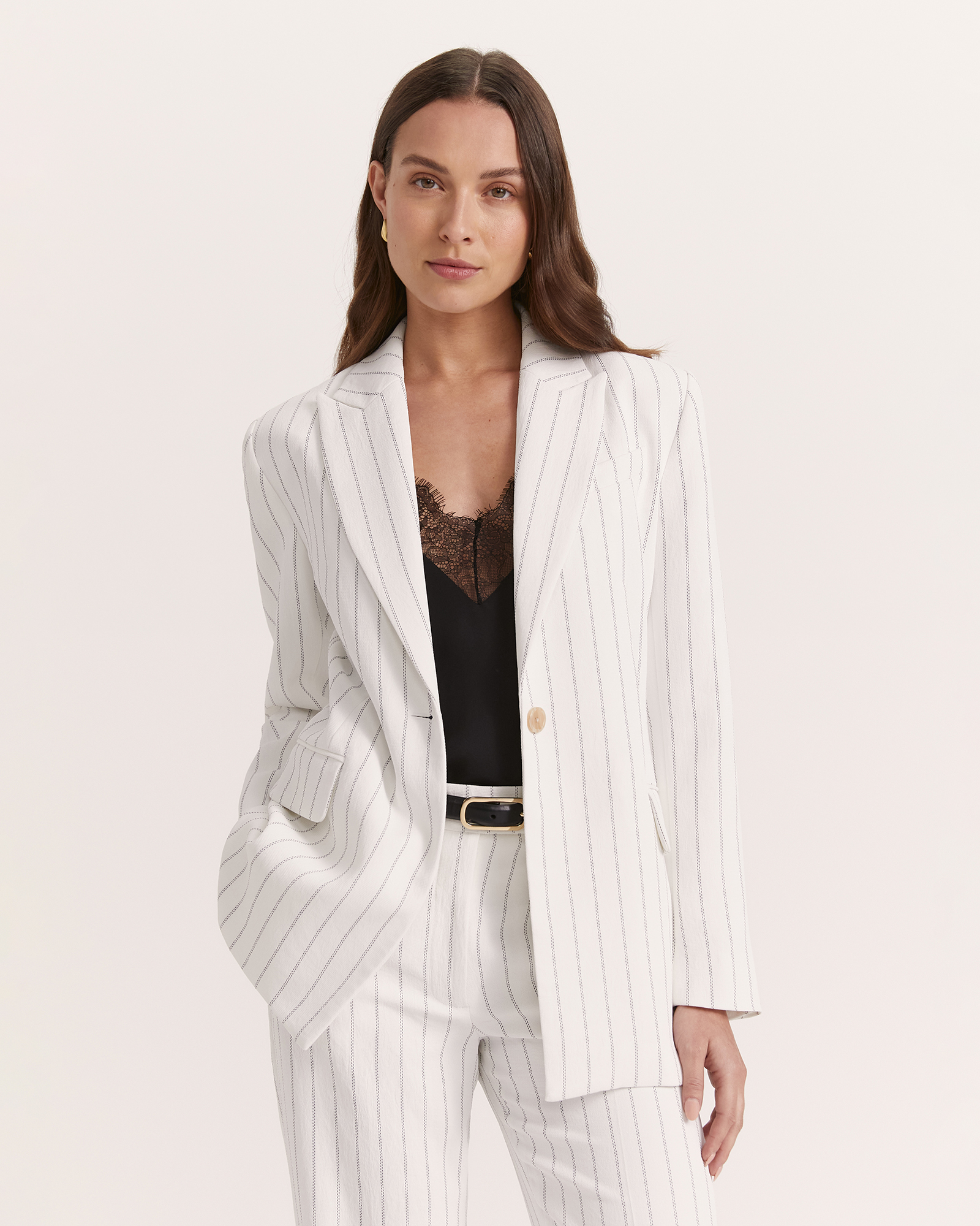 Ladies pinstripe blazer discount